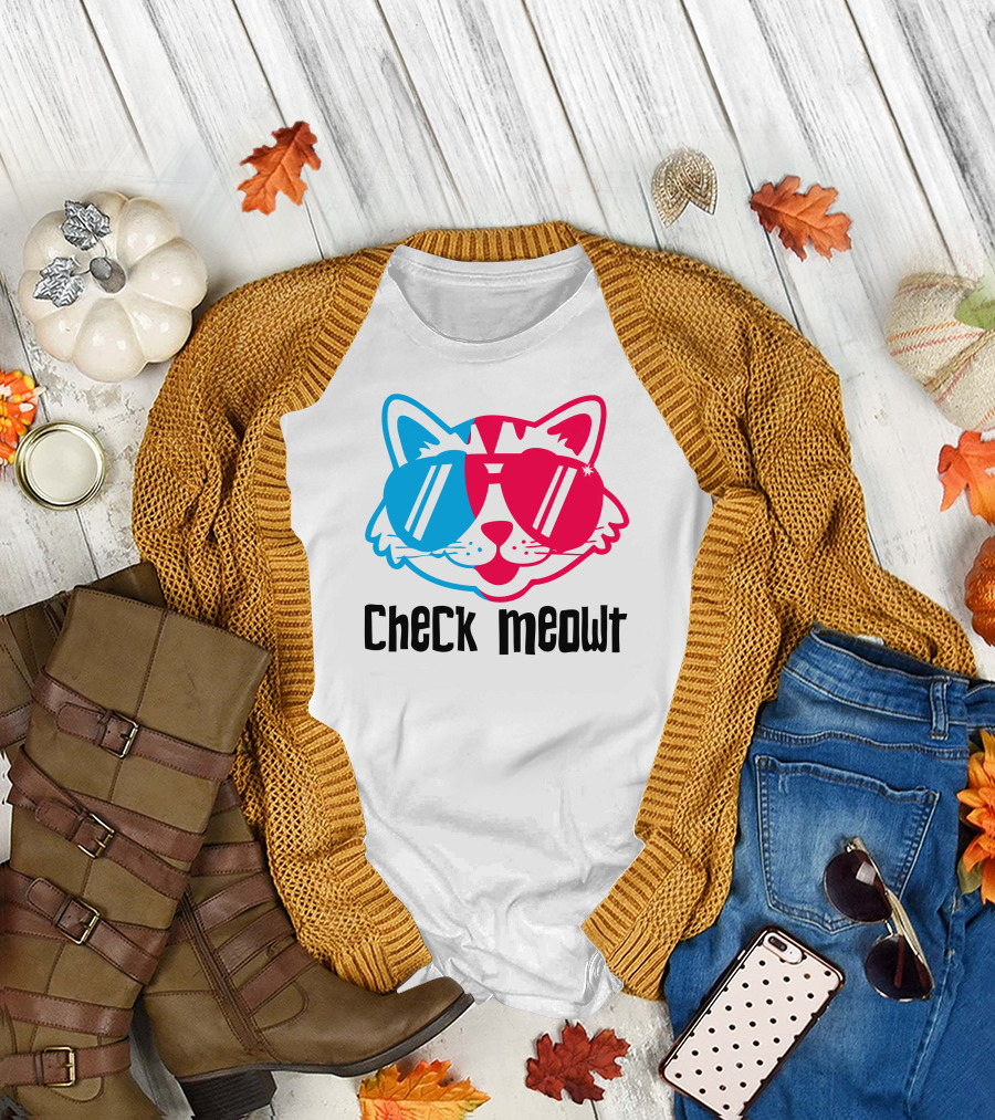 Check Meowt Cool Cat with Sunglasses T-Shirt