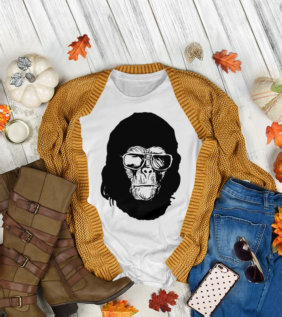 Cornelius Gorilla Wearing Sunglasses One Color T-Shirt
