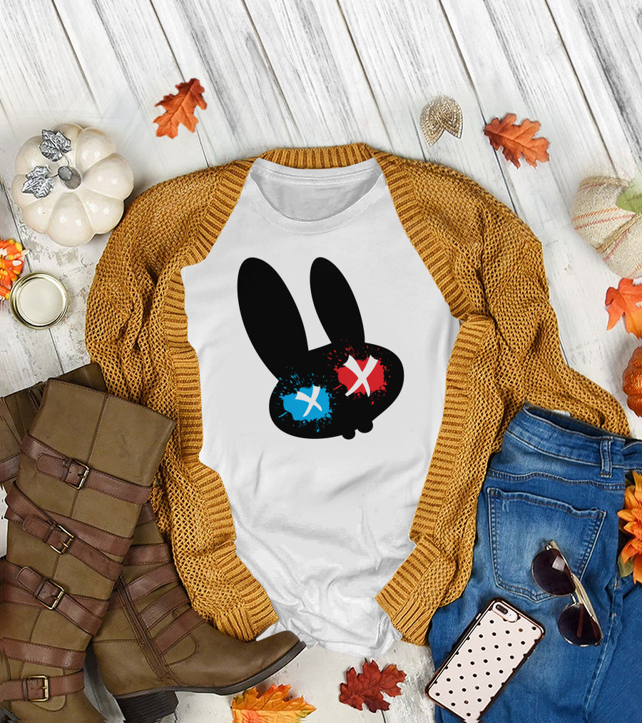 Emo Hype Rabbit Red and Blue X-Eyed Splatter T-Shirt