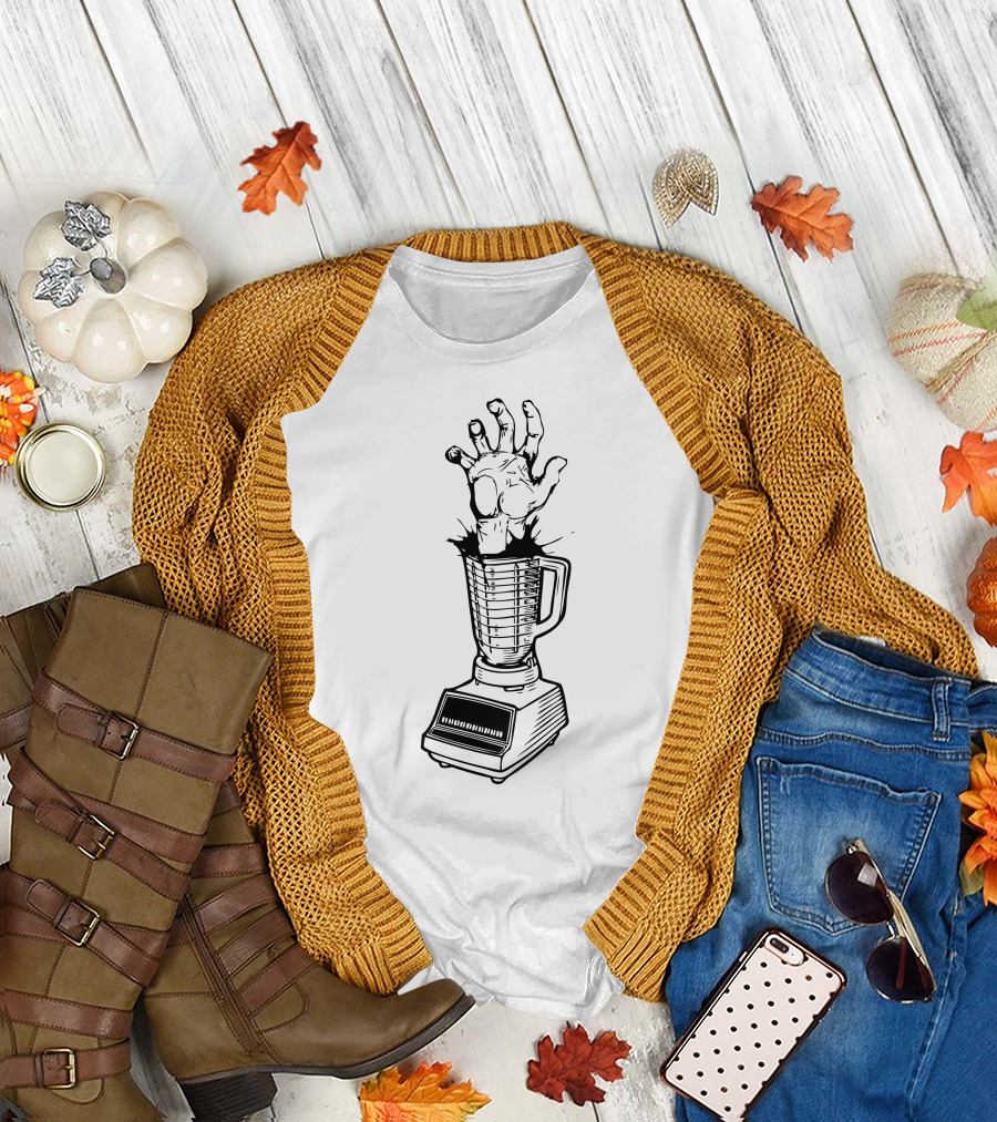 Hand Blending with Emerging Zombie Hand T-Shirt