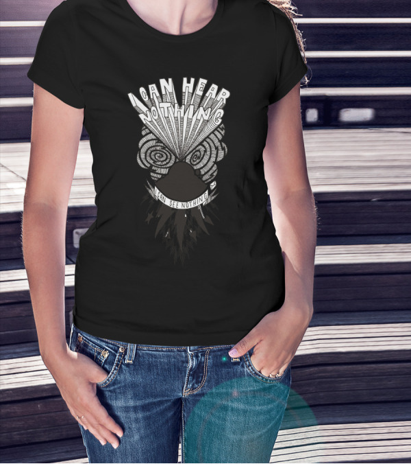 I Can Hear Nothing I Can See Nothing Owl Illusion T-Shirt
