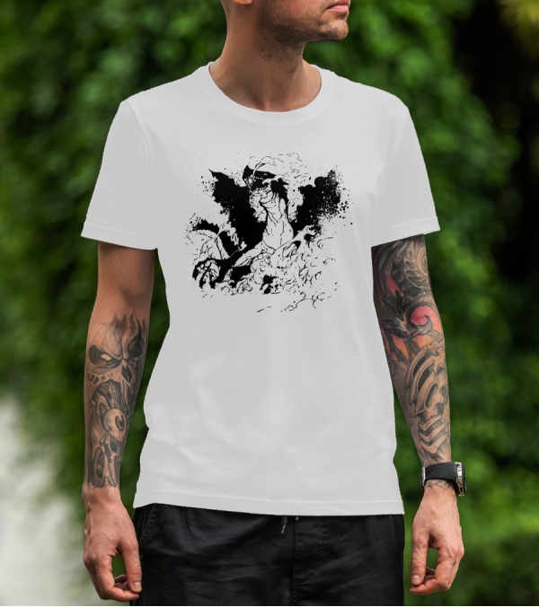 King Of The Fire Dragons Black Silhouette Fantasy T-Shirt