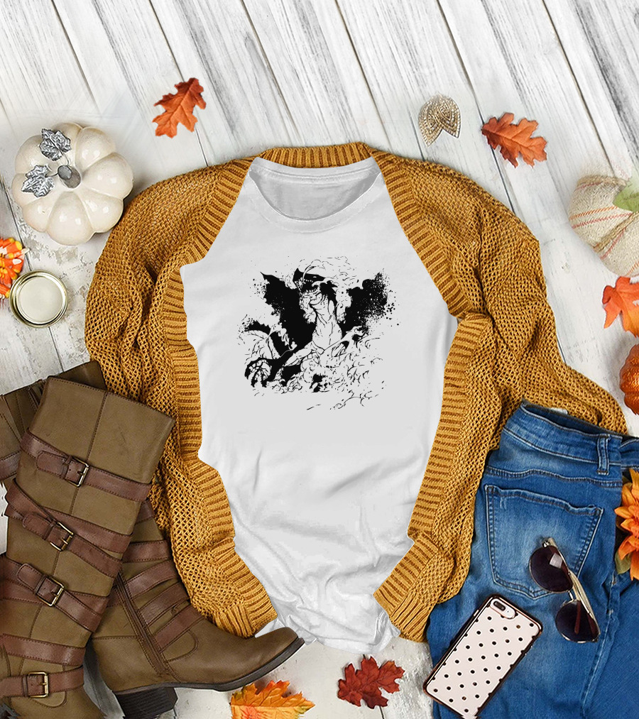 King of the Fire Dragons Black Silhouette Fantasy T-Shirt