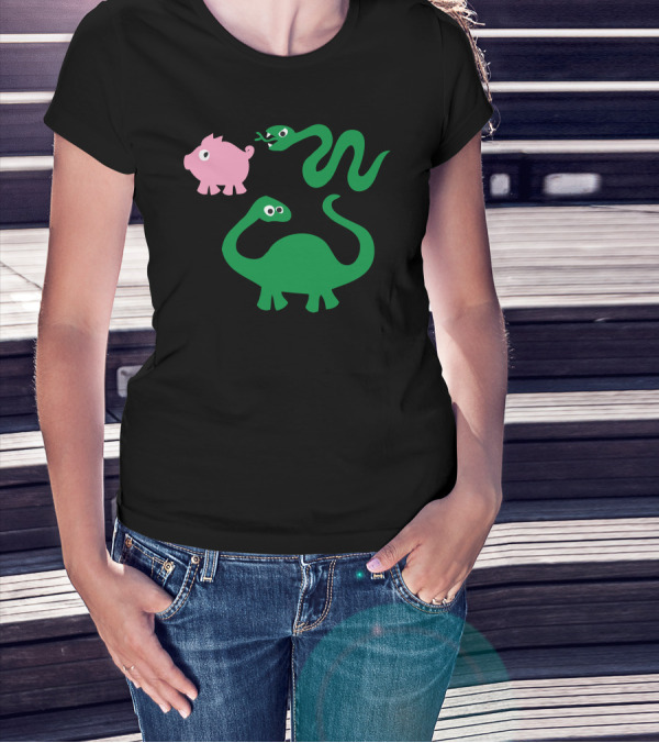 Pig Plus Snake Equals Dinosaur T-Shirt