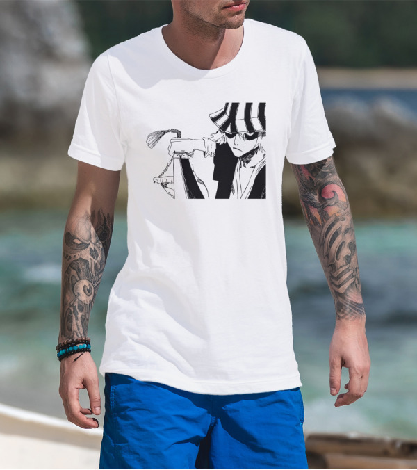 Urahara Kisuke Anime Character With Hat And Sword T-Shirt
