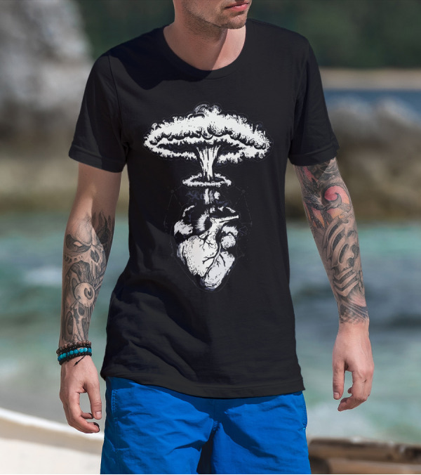 Heart And Mushroom Cloud Explosion T-Shirt