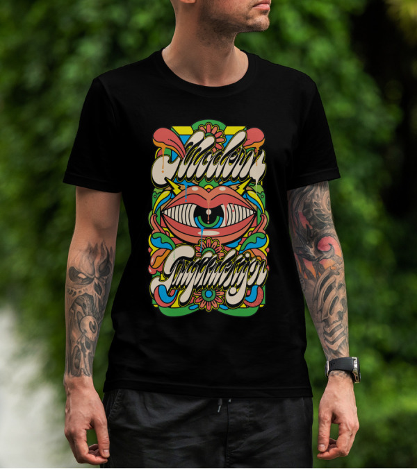 Modern Grafikdesign Psychedelic Eye And Lips T-Shirt