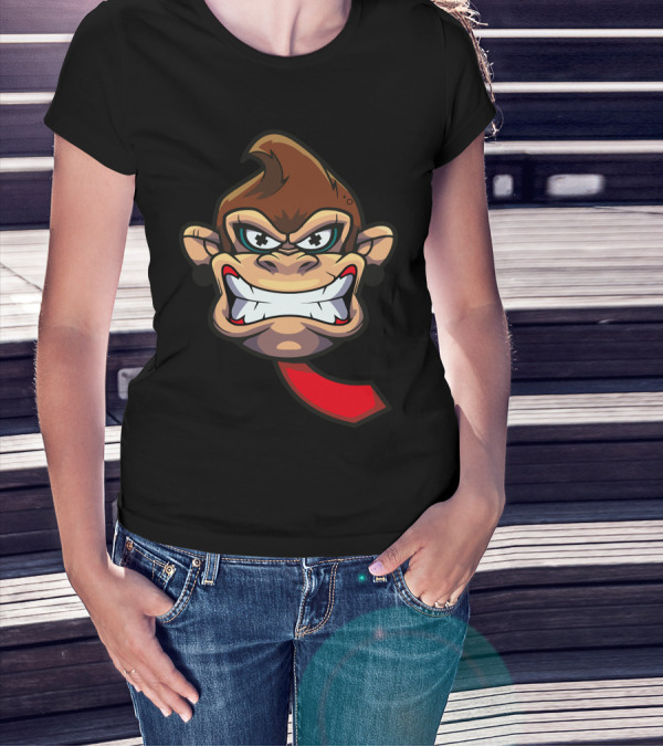 Grinning Monkey Face With Red Tie T-Shirt