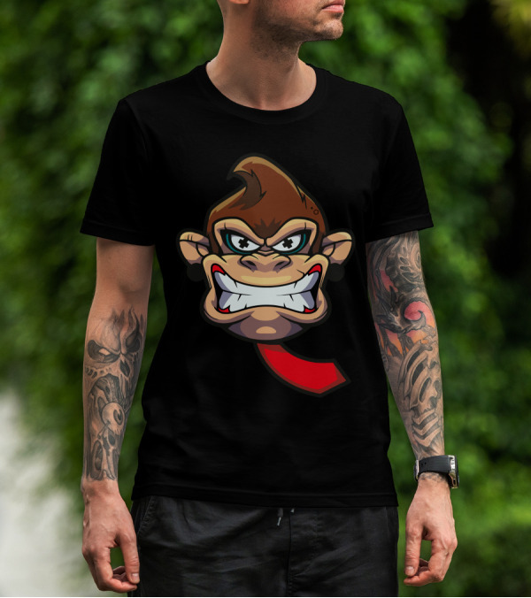 Grinning Monkey Face With Red Tie T-Shirt