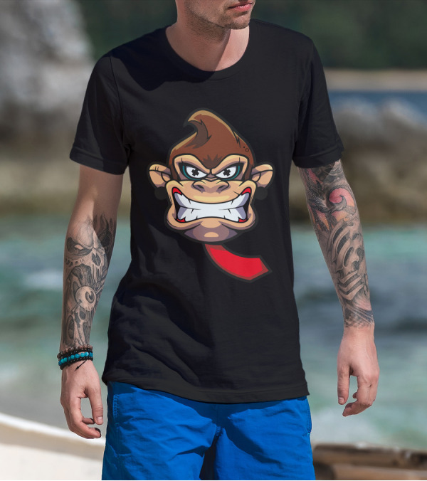 Grinning Monkey Face With Red Tie T-Shirt
