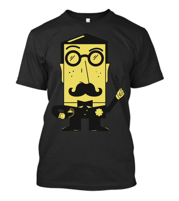 Mr Fancypants Cartoon Character Moustache Glasses Dollar Sign T-Shirt