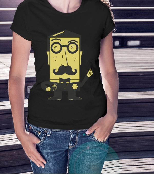 Mr Fancypants Cartoon Character Moustache Glasses Dollar Sign T-Shirt
