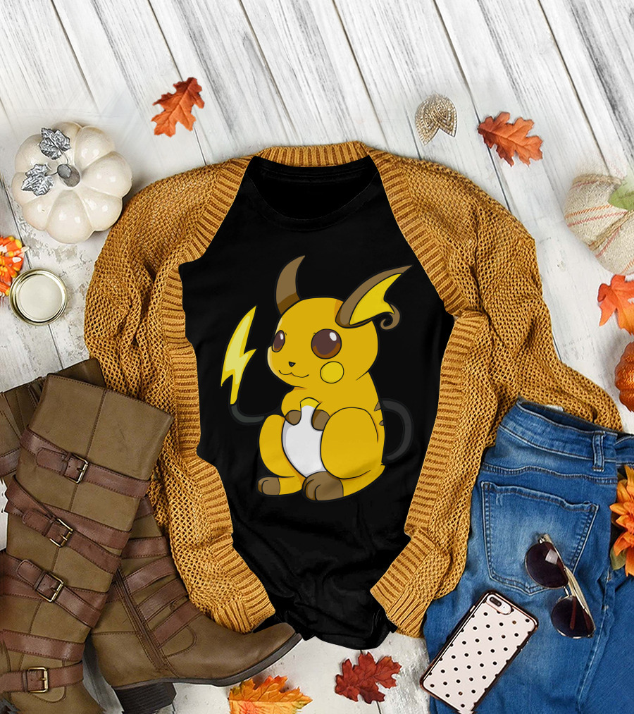 Raichu Electric Mouse Pokémon Yellow and Brown Character T-Shirt