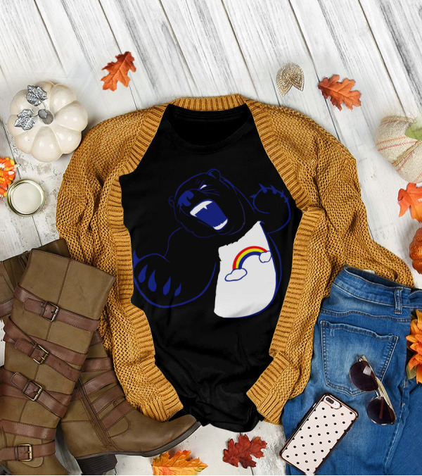 Scarebear Angry Bear With Rainbow And Cloud T-Shirt
