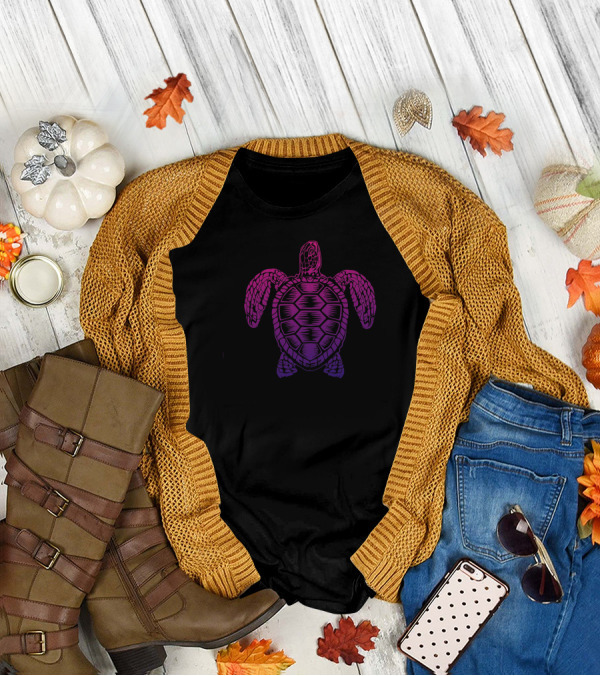 Sea Turtle Spirit Gradient Pink And Purple T-Shirt