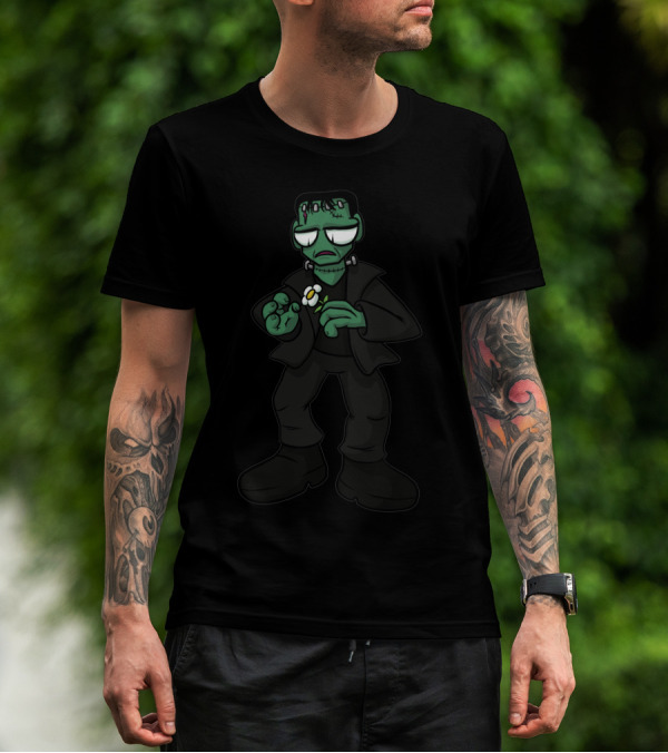 Frankenstein's Monster Holding A Flower See How It Floats T-Shirt
