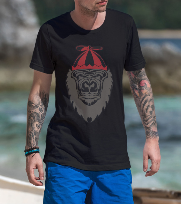 Self Control Gorilla With Red Beanie T-Shirt