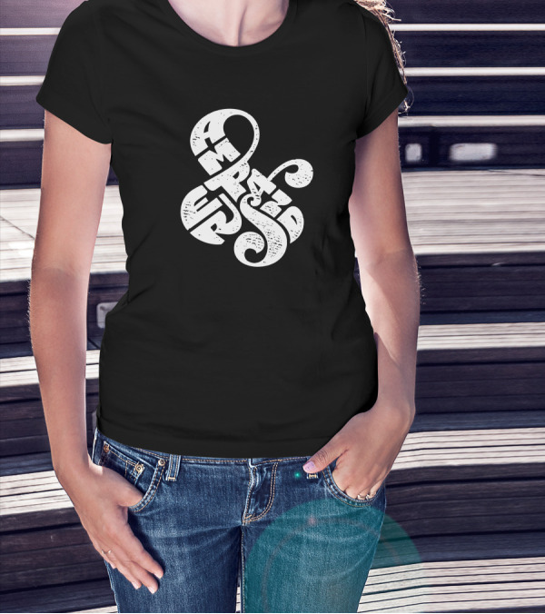 Ampersand Swirl Word Art Typography T-Shirt