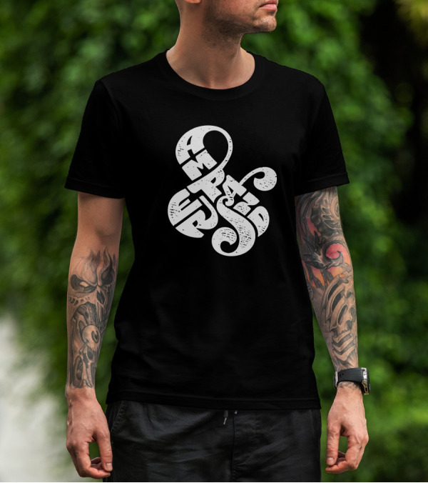 Ampersand Swirl Word Art Typography T-Shirt