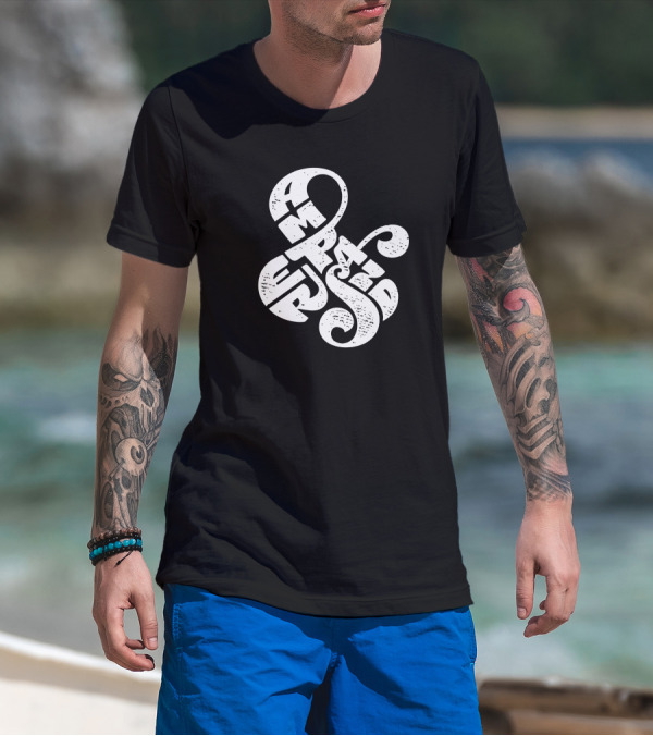 Ampersand Swirl Word Art Typography T-Shirt