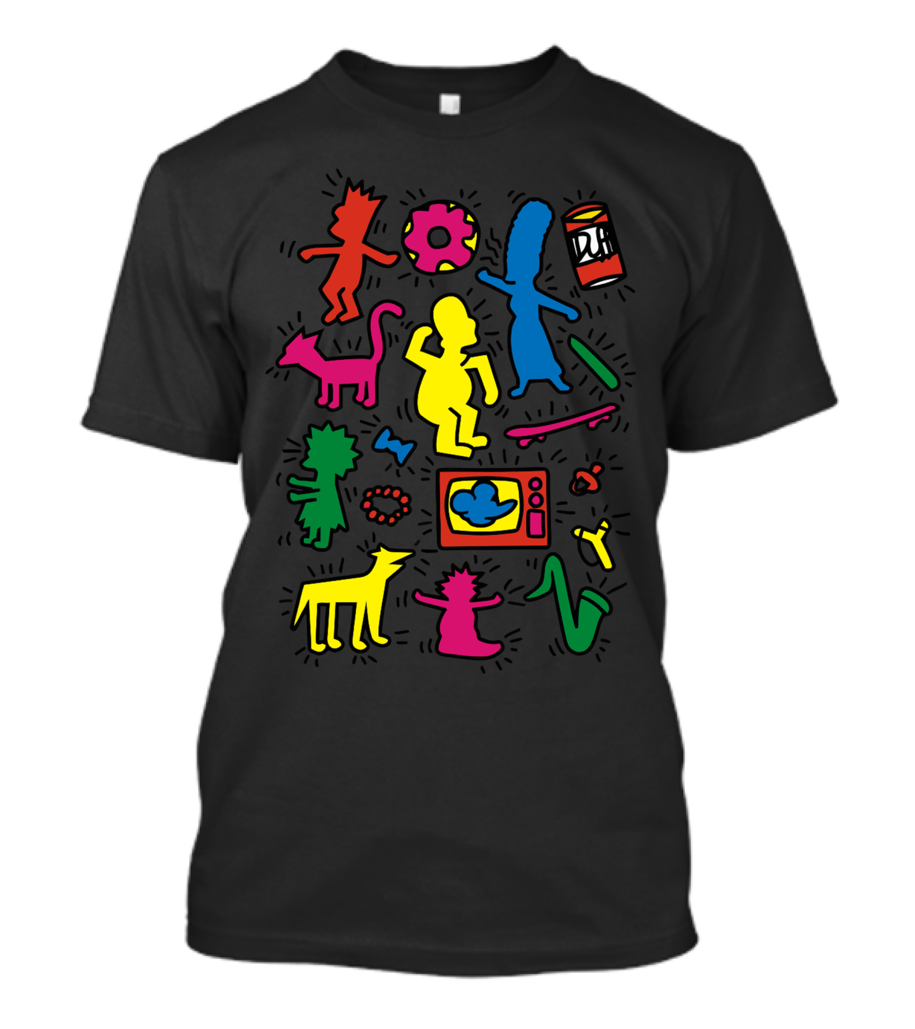 Bart Simpsons Neon Colors Dance Icons T-Shirt