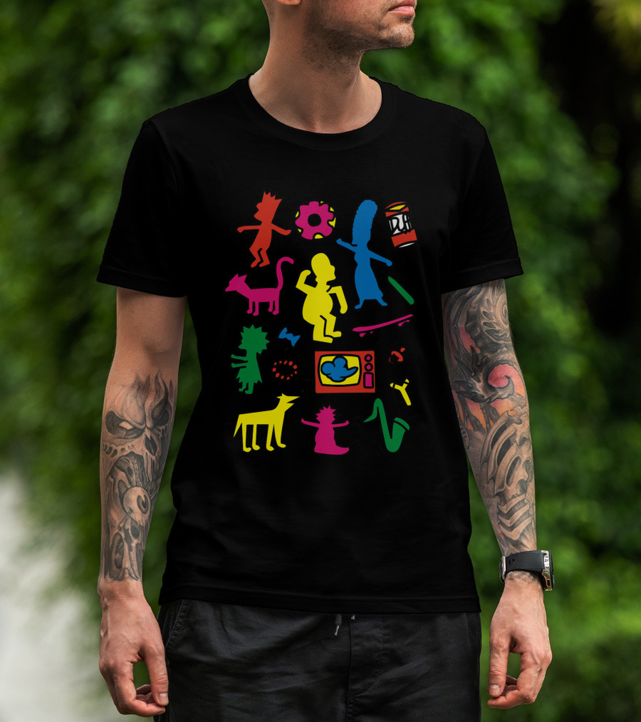 Bart Simpsons Neon Colors Dance Icons T-Shirt
