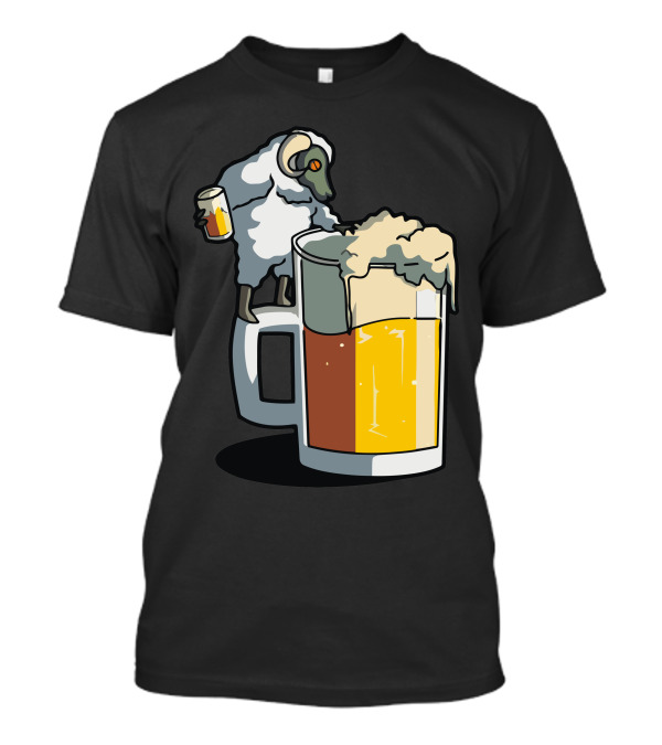 Sheep Enjoying Beer Party With Giant Mug T-Shirt