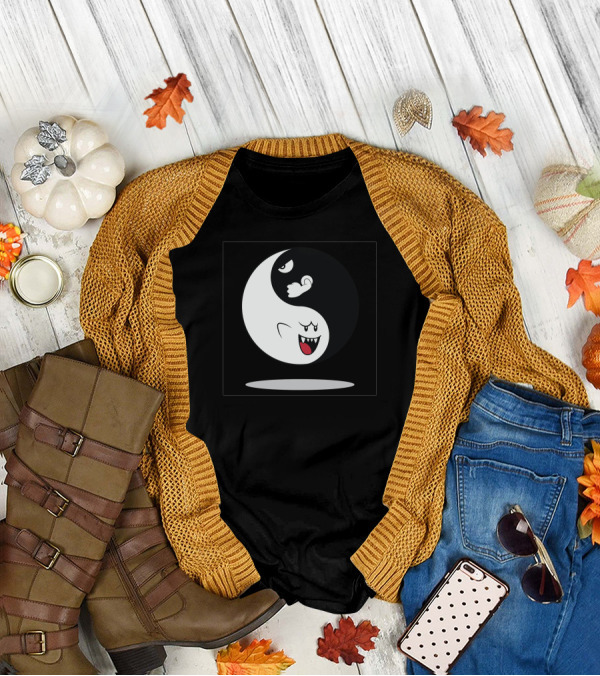 Shy And Angry Yin Yang Ghost Face Contrast T-Shirt