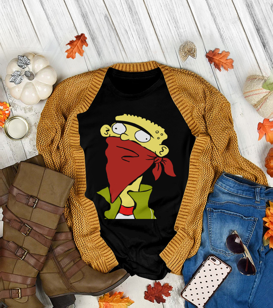 Bandito Ed Cartoon Character with Red Bandana Mask T-Shirt