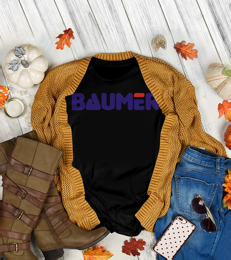 Baumer Angular Bold Typeface with Red Accent T-Shirt