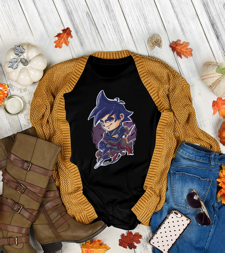 Black Goku Chibi Power Stance Cartoon T-Shirt