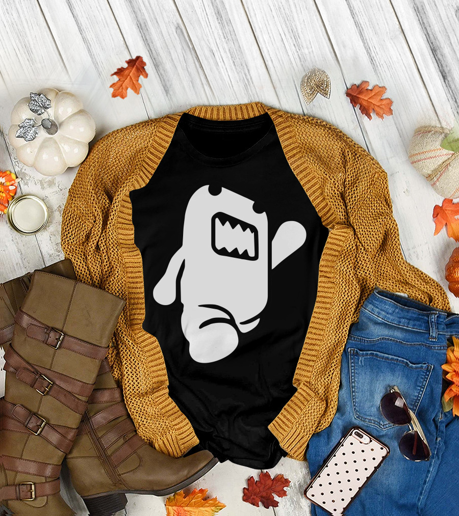 Domo Kun Animated Character Icon with Open Mouth and Raised Arm T-Shirt