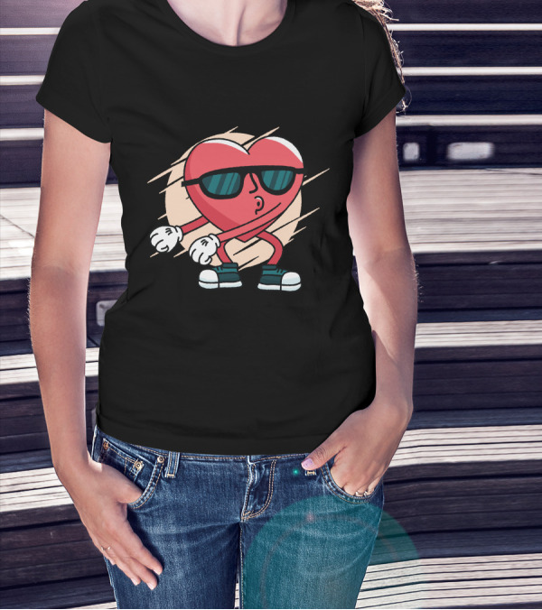 Heart Flossing Sunglasses Dance Move Cool Sneakers T-Shirt