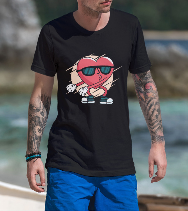 Heart Flossing Sunglasses Dance Move Cool Sneakers T-Shirt