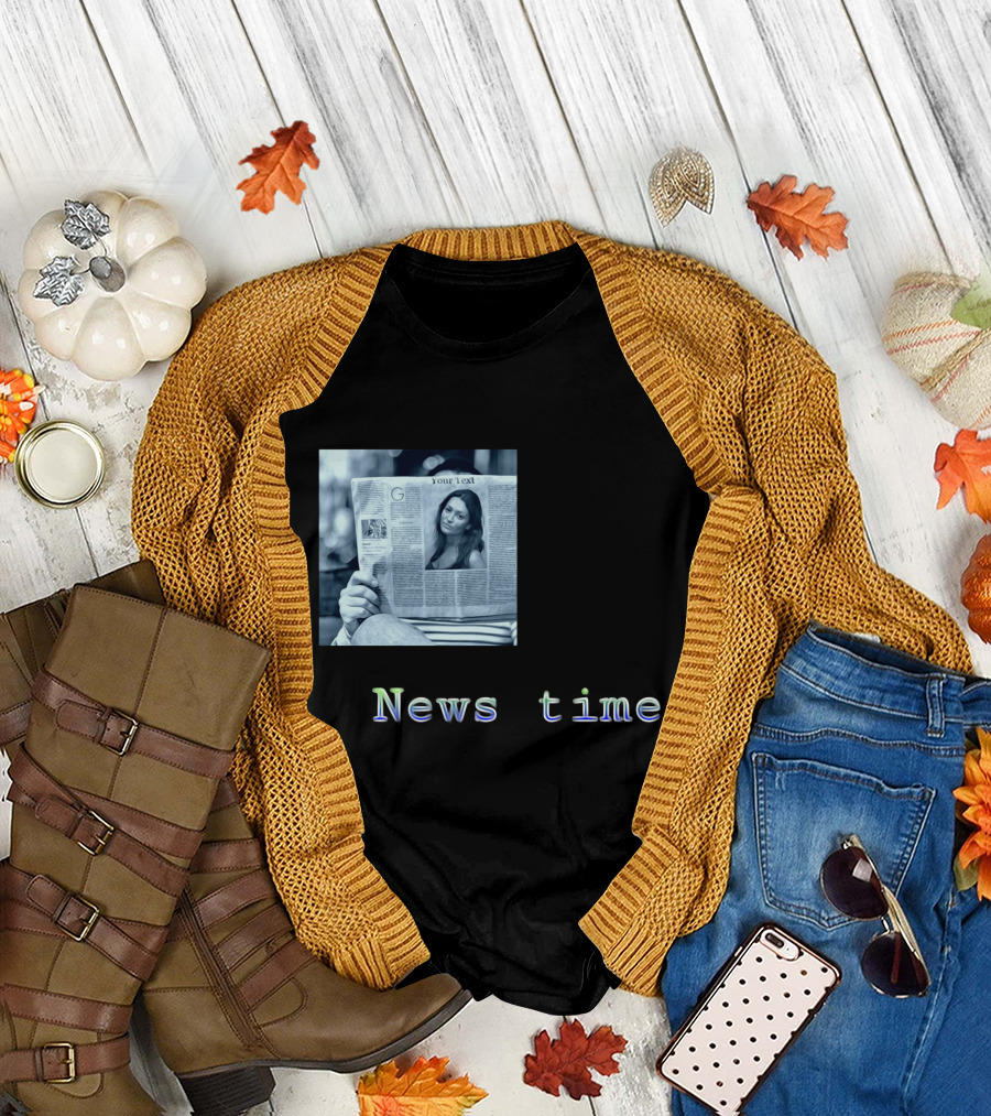 News Time Your Text Newspaper Reader T-Shirt