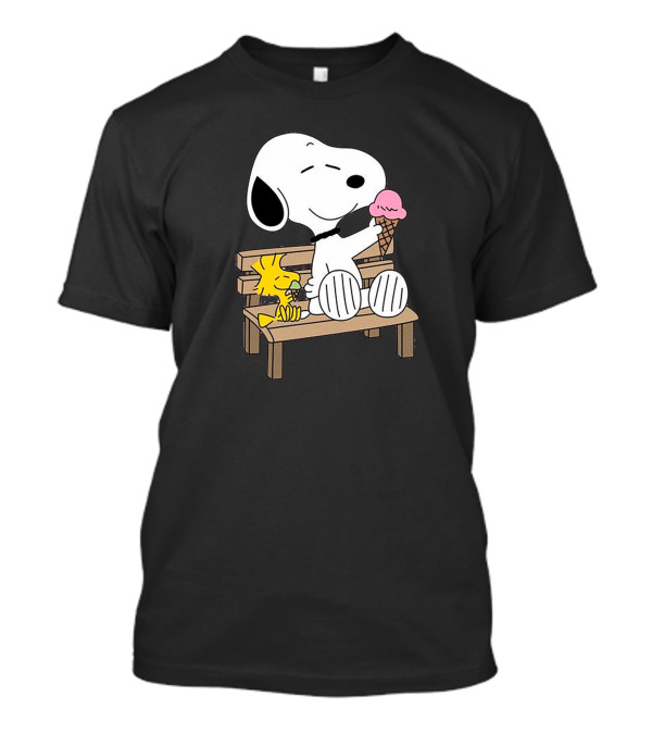 Snoopy Woodstock Summer Time Ice Cream Bench Relaxation T-Shirt