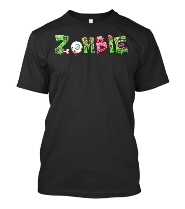 Zombie Letters Eyeball Brain T-Shirt