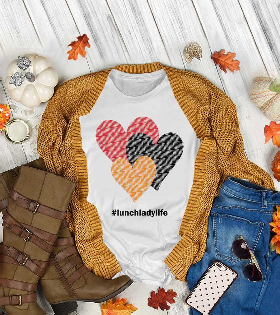 Hearts on Stripes #lunchladylife Valentine T-Shirt