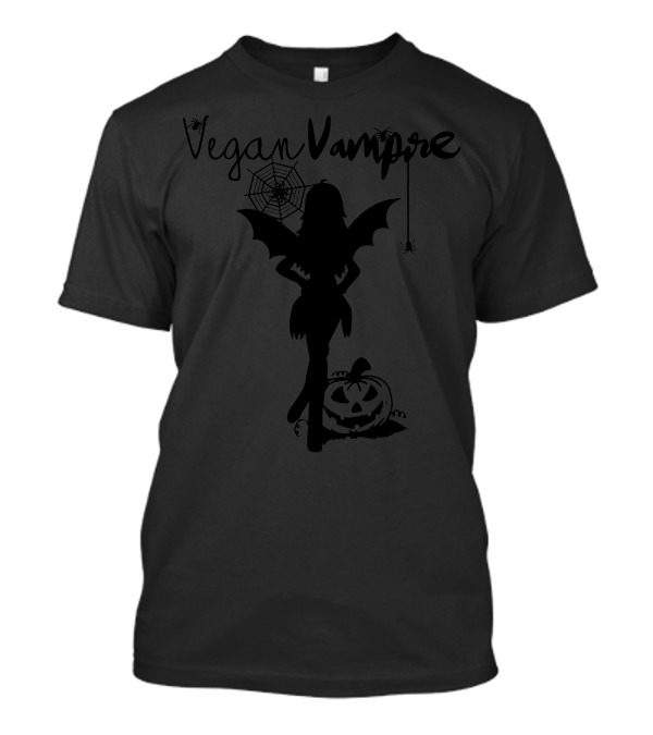 Vegan Vampire With Bat Silhouette And Spider Web Pumpkin T-Shirt
