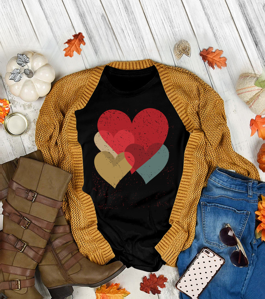 Happy Valentine's Day Vintage Hearts T-Shirt
