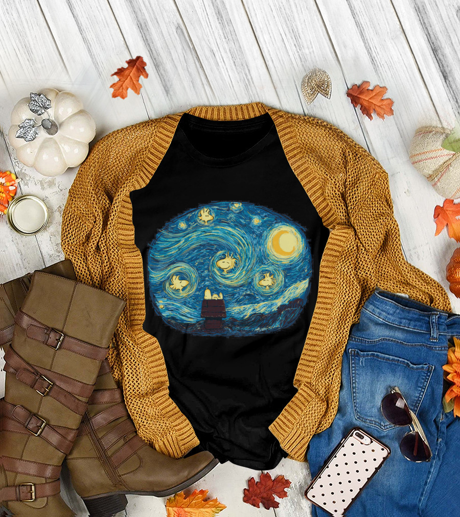 Snoopy Starry Night Charlie Brown Mashup T-Shirt