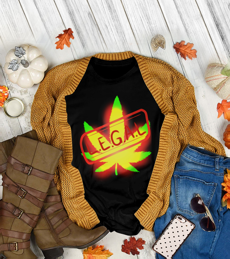 LEGAL Marijuana Leaf Rasta Colors T-Shirt