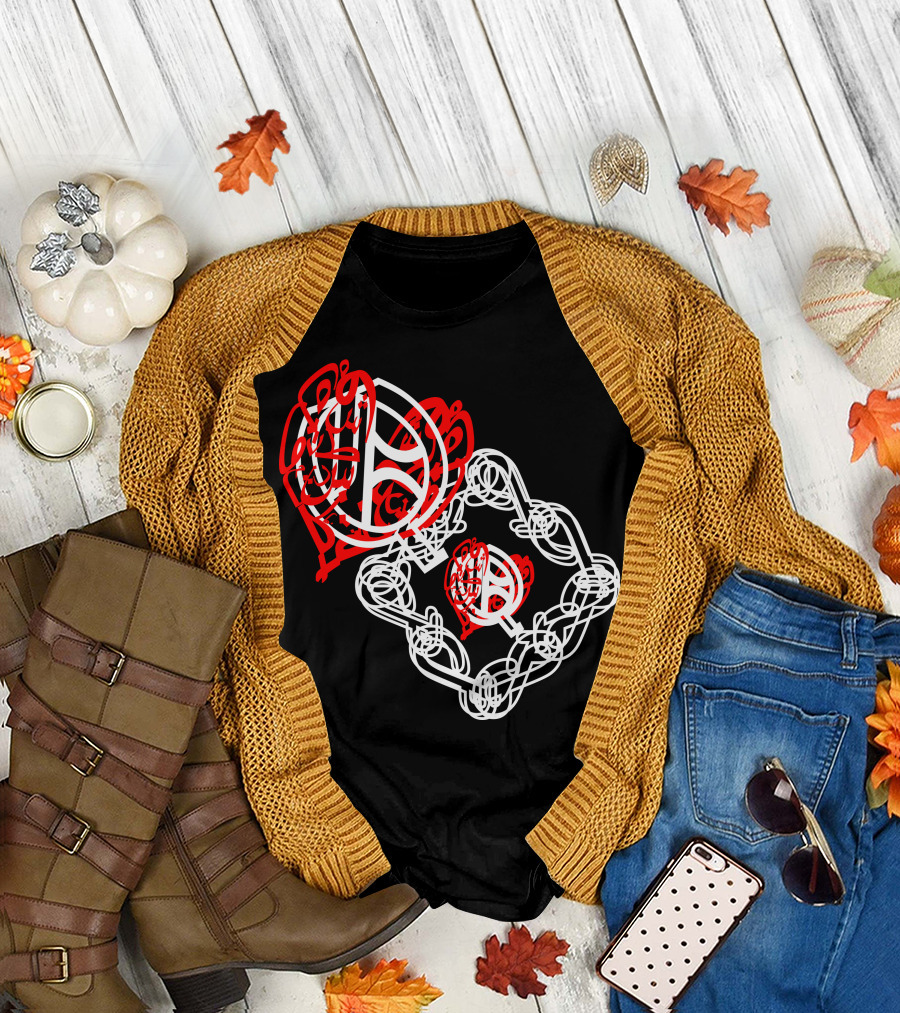 Letter P Calligraphic Red and White Spiral Layers T-Shirt