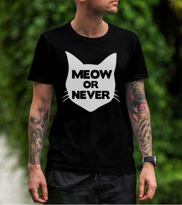 Meow Or Never Cat Head T-Shirt