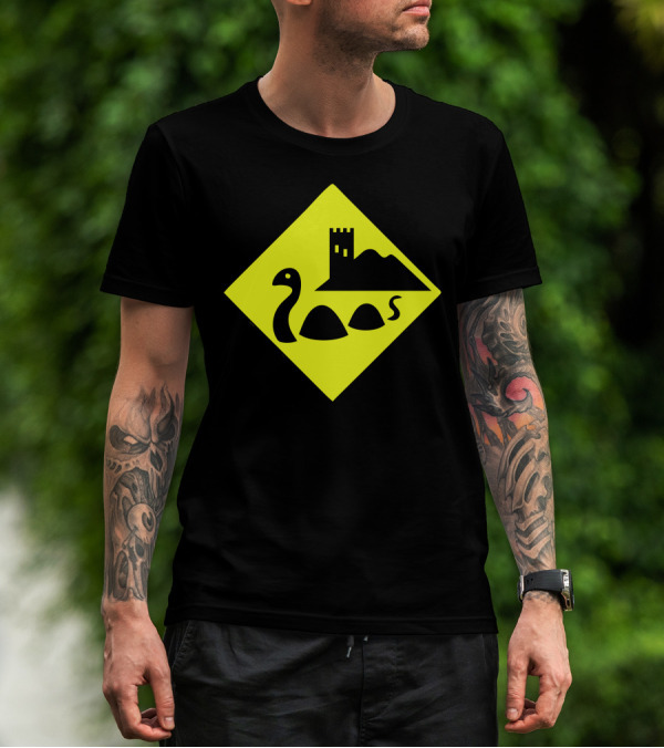 Nessie Scotland Loch Ness Warning Sign Castle T-Shirt
