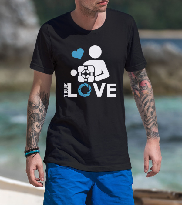 Portal Companion Cube True Love Aperture Lab Gamer T-Shirt