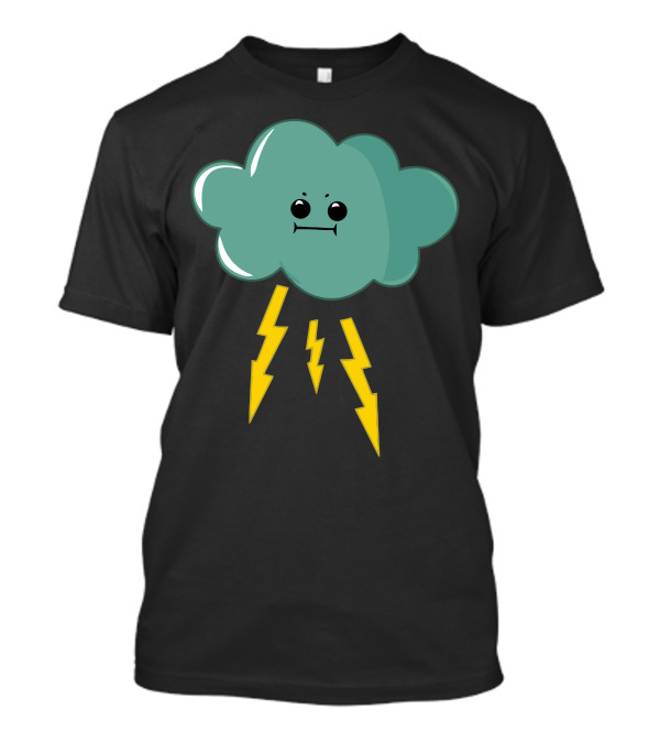 Thunder Cloud Funny Comic Lightning Emoji T-Shirt