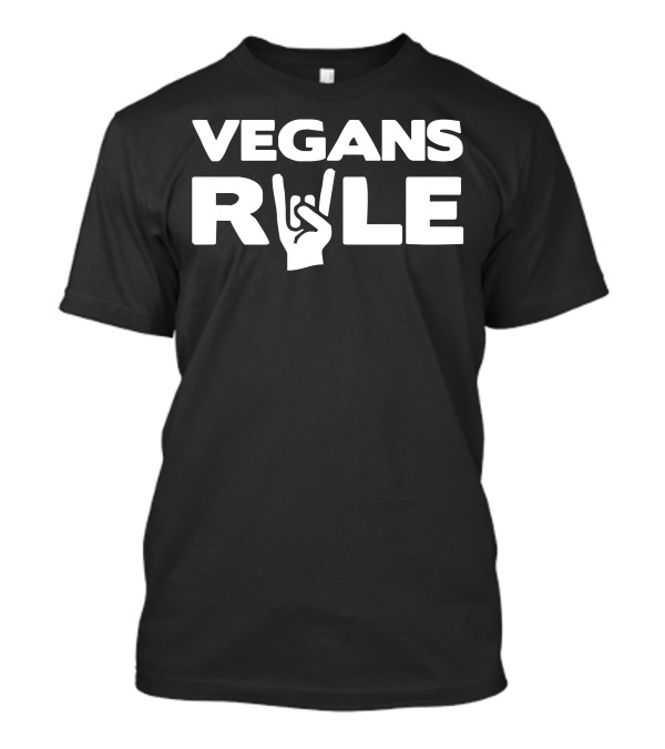 VEGANS RULE Rock Hand Sign T-Shirt