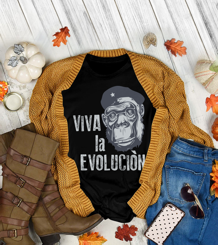 Viva La Evolucion Ape Che Beret T-Shirt