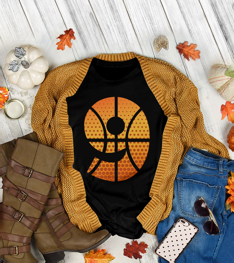 Basketball Number Nine Graphic with Orange Halftone T-Shirt